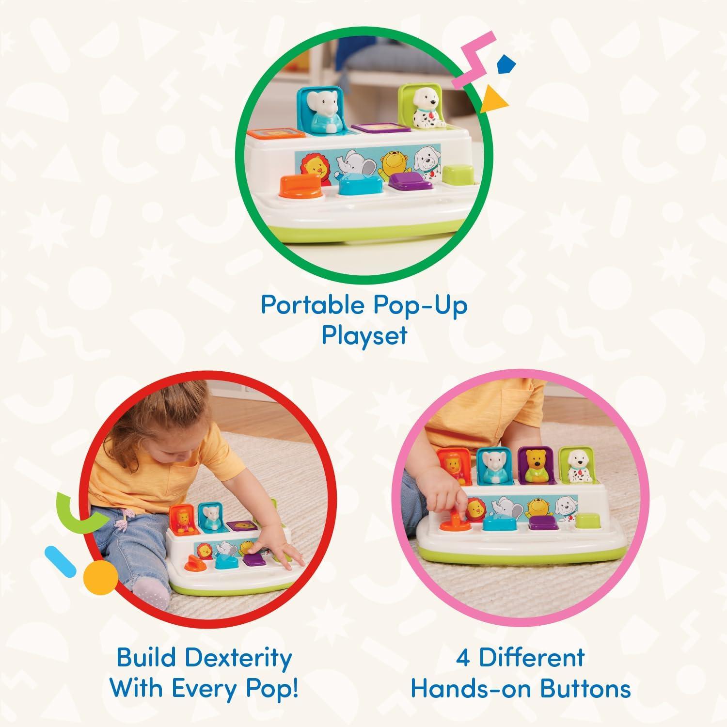 image:imageBattat  CauseandEffect Toy  Developmental Toy with Buttons amp Colors  Color Sorting Animal Toys  for Kids Toddlers Babies  18 Months  PopUp PalsPopup Pals