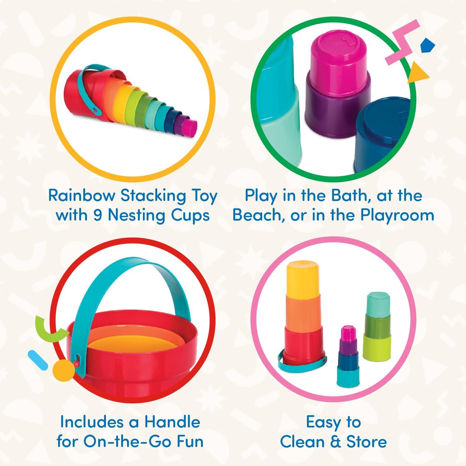 image:imageBattat  CauseandEffect Toy  Developmental Toy with Buttons amp Colors  Color Sorting Animal Toys  for Kids Toddlers Babies  18 Months  PopUp PalsStack up Cups