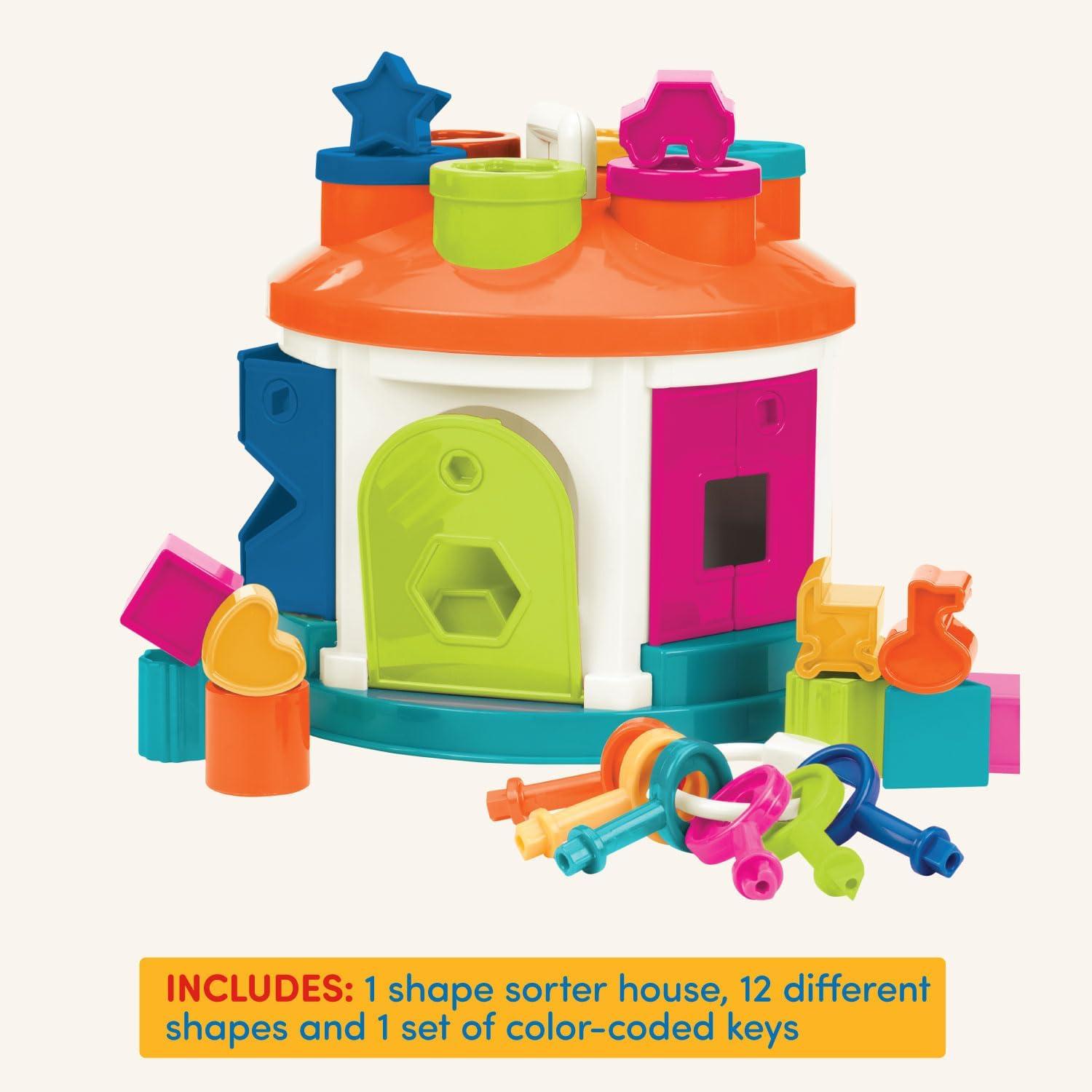 image:imageBattat  Shape amp Color Sorting Toy  Developmental Toy  Pattern Matching Game  Color  Coded Keys  2 Years  Shape Sorter House