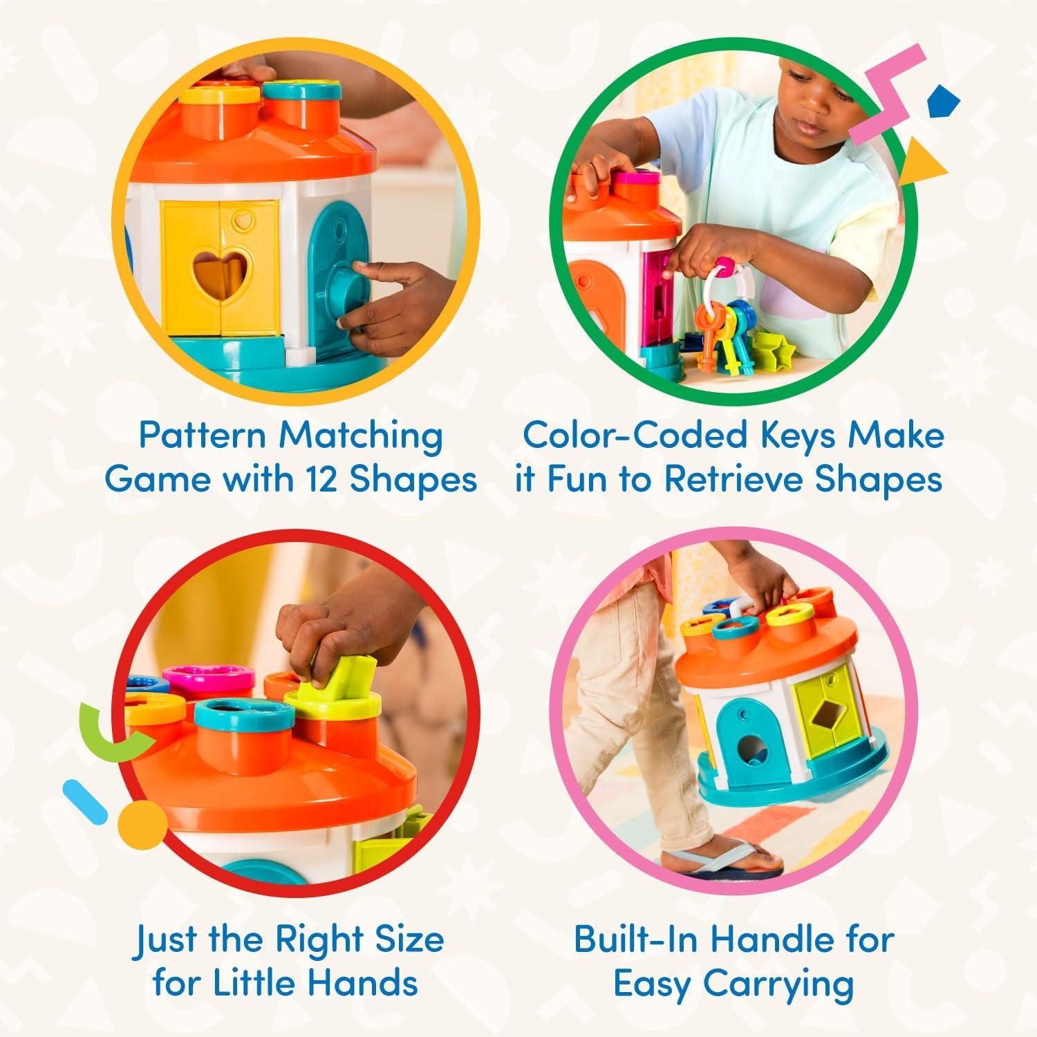 image:imageBattat  Shape amp Color Sorting Toy  Developmental Toy  Pattern Matching Game  Color  Coded Keys  2 Years  Shape Sorter House