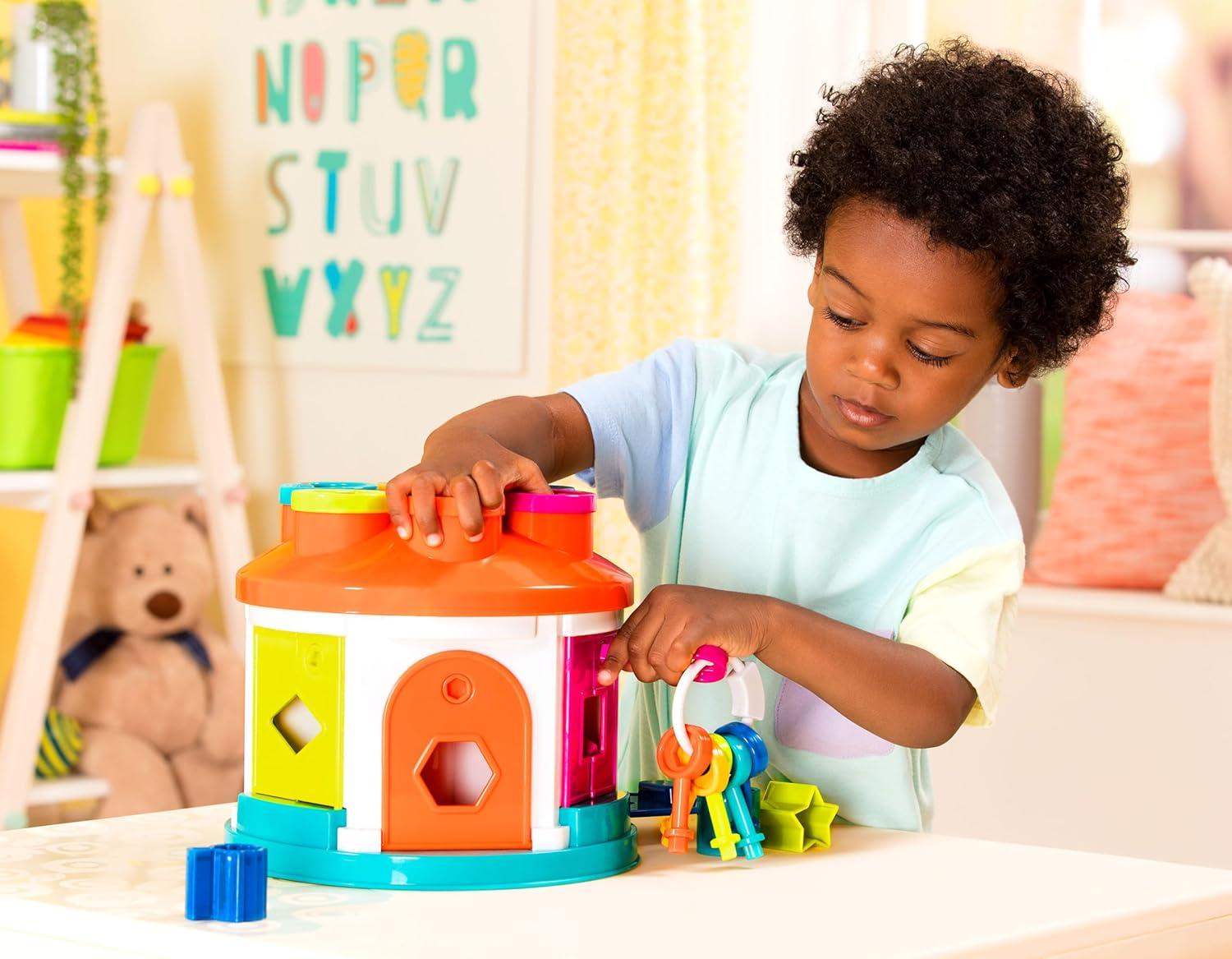 image:imageBattat  Shape amp Color Sorting Toy  Developmental Toy  Pattern Matching Game  Color  Coded Keys  2 Years  Shape Sorter House