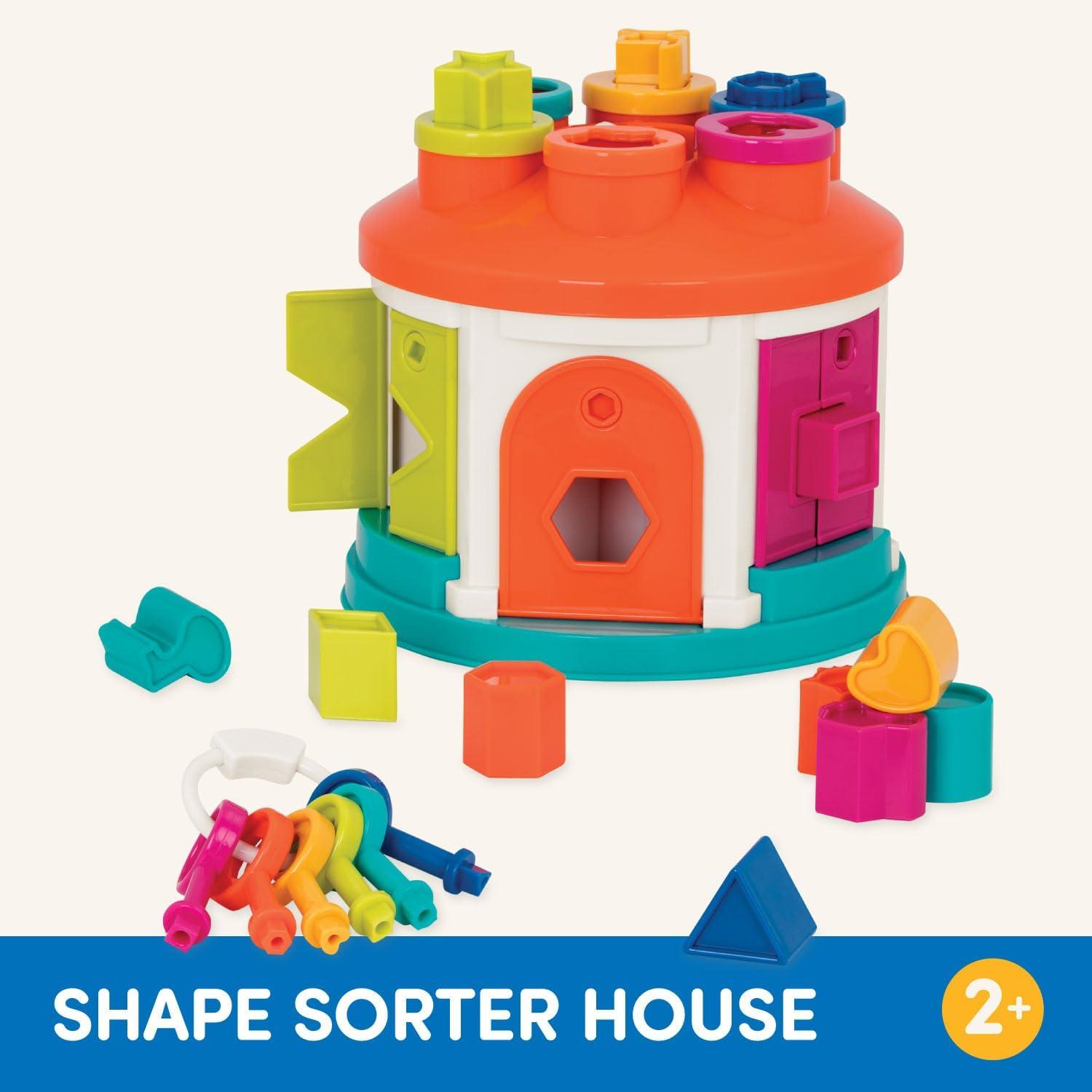 image:imageBattat  Shape amp Color Sorting Toy  Developmental Toy  Pattern Matching Game  Color  Coded Keys  2 Years  Shape Sorter House