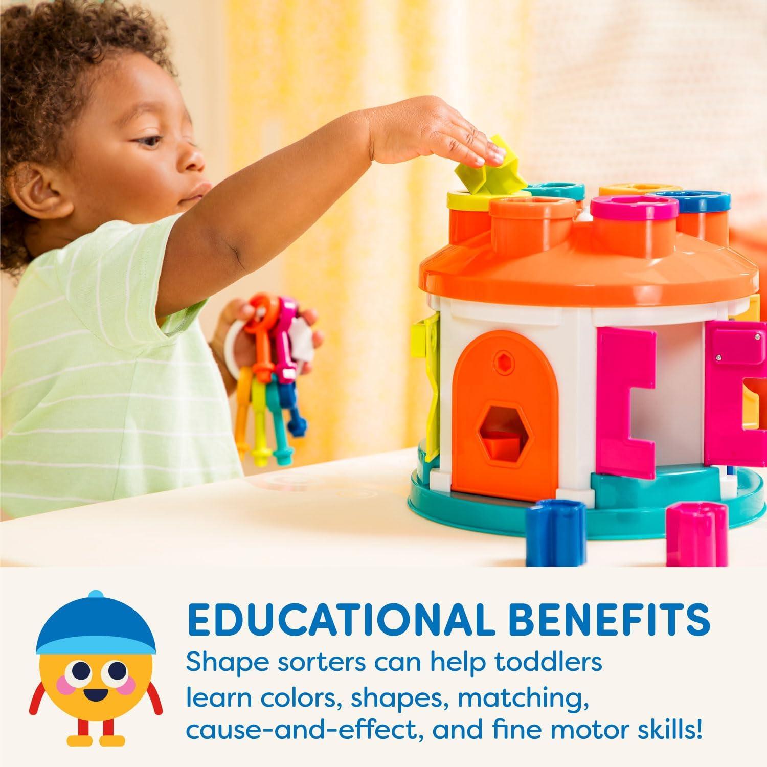 image:imageBattat  Shape amp Color Sorting Toy  Developmental Toy  Pattern Matching Game  Color  Coded Keys  2 Years  Shape Sorter House