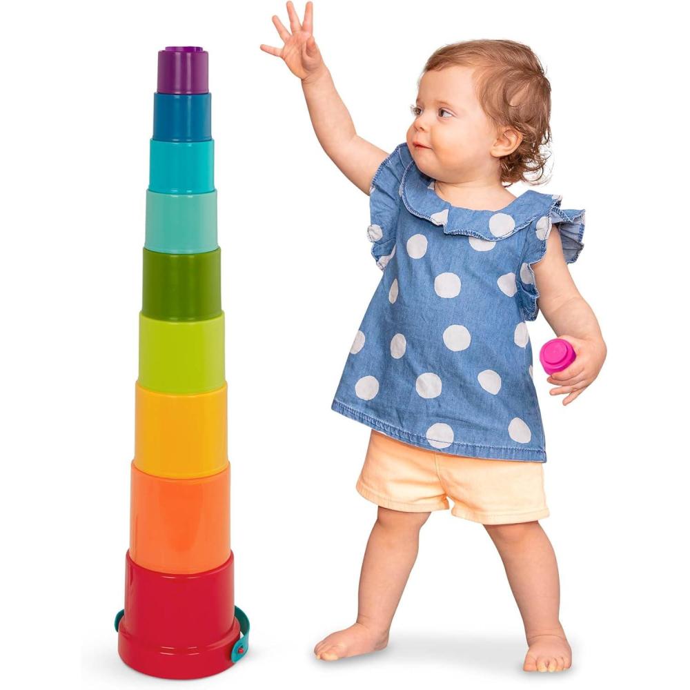image:imageBattat  CauseandEffect Toy  Developmental Toy with Buttons amp Colors  Color Sorting Animal Toys  for Kids Toddlers Babies  18 Months  PopUp PalsStack up Cups