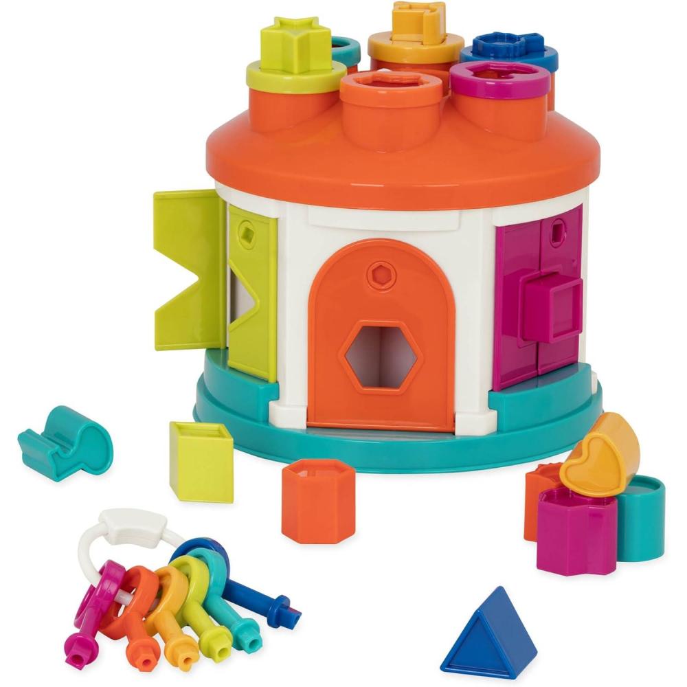 image:imageBattat  Shape amp Color Sorting Toy  Developmental Toy  Pattern Matching Game  Color  Coded Keys  2 Years  Shape Sorter House