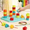 image:imageBattat  Nesting Sorter Set  19 Pieces Stacking Bucket Sort Set  10 Cups amp 8 Shapes  Educational amp Dexterity Toys  18 Months  Sort amp StackPeg Board