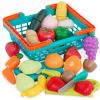 image:imageBattat  Play Food for Toddlers with Farmers Market Basket and Chopping Board Toy Food for Kids Kitchen and Pretend Play for 3 Years 37 PiecesMulticolor