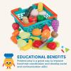 image:imageBattat  Play Food for Toddlers with Farmers Market Basket and Chopping Board Toy Food for Kids Kitchen and Pretend Play for 3 Years 37 PiecesMulticolor