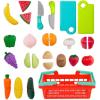 image:imageBattat  Play Food for Toddlers with Farmers Market Basket and Chopping Board Toy Food for Kids Kitchen and Pretend Play for 3 Years 37 PiecesRed