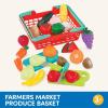 image:imageBattat  Play Food for Toddlers with Farmers Market Basket and Chopping Board Toy Food for Kids Kitchen and Pretend Play for 3 Years 37 PiecesRed