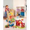 image:imageBattat  Wooden ABC Block Wagon  26 Upper amp Lower Case Alphabet amp 4 Numbers Blocks 30 Pieces 1Inch  Stacking amp Educational Toy for Toddlers 10 MonthsActivity Walker