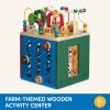 image:imageBattat  Wooden Activity Cube  City  Themed Activity Center  Educational Toys  Wooden Toys for Toddlers and Kids  1 Year Standard