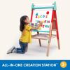 image:imageBattat  Wooden Art Easel for Kids with Magnetic Whiteboard amp Chalkboard  DoubleSided Educational Toddler Toys with 61 Art Supplies Adjustable Height amp Paper Roll Holder  Creative Learning StationArt Easel
