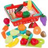 image:imageBattat  Play Food for Toddlers with Farmers Market Basket and Chopping Board Toy Food for Kids Kitchen and Pretend Play for 3 Years 37 PiecesRed