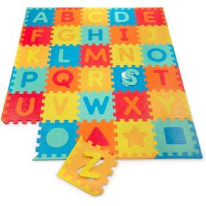image:imageBattat  82 Pieces Foam Alphabet Floor Mat  Large 55x65in Interlocking ABC Puzzle Mat  Floor Puzzle with Removable Shapes for Babies amp Toddlers  0 Months