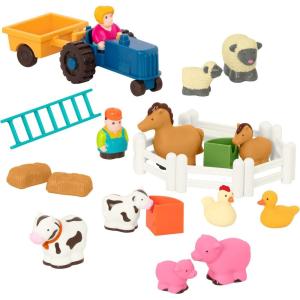 image:imageBattat  Farm Animal Play Set  25 Animals Fences Farmers Tractor Trailer amp More for Toddlers 18 MonthsFarm Animals with Acc 25 Pcs