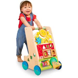 image:imageBattat  Wooden ABC Block Wagon  26 Upper amp Lower Case Alphabet amp 4 Numbers Blocks 30 Pieces 1Inch  Stacking amp Educational Toy for Toddlers 10 MonthsActivity Walker