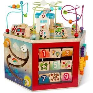 image:imageBattat  Wooden Activity Cube  City  Themed Activity Center  Educational Toys  Wooden Toys for Toddlers and Kids  1 Year Extra Large Activity Cube