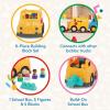 image:imageBattat  Building Blocks  47 Pieces Brick Set  Colorful amp Chunky Bricks  Unique Wheel Bricks  12 Months  Locbloc Red Builders WagonSchool Bus