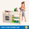 image:imageBattat  Play Kitchen amp Market  Toddler  Friendly Size  Chalkboard Menu amp Oven Dials  25 Toy Cooking Accessories  2 Years  Two n One Cookin FunPlay Kitchen