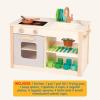 image:imageBattat  Play Kitchen amp Market  Toddler  Friendly Size  Chalkboard Menu amp Oven Dials  25 Toy Cooking Accessories  2 Years  Two n One Cookin FunPlay Kitchen