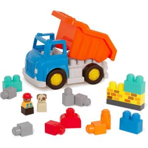 image:imageBattat  Building Blocks  47 Pieces Brick Set  Colorful amp Chunky Bricks  Unique Wheel Bricks  12 Months  Locbloc Red Builders WagonDump Truck