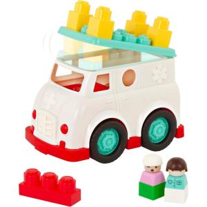 image:imageBattat  Building Blocks  47 Pieces Brick Set  Colorful amp Chunky Bricks  Unique Wheel Bricks  12 Months  Locbloc Red Builders WagonRescue Truck