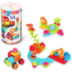 image:imageBattat  Bristle Blocks  STEM Interlocking Building Blocks  54 Pieces Playset  Reusable Storage Bucket  Developmental Toys for Toddlers amp Kids  Jungle Advetures  2 Years