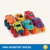 image:imageBattat  Plastic Toy Cars  6 Pack amp Storage Bag  Colorful Toddler Trucks  Easy to Clean  2 Years  Mini Monster Trucks