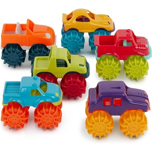 image:imageBattat  Plastic Toy Cars  6 Pack amp Storage Bag  Colorful Toddler Trucks  Easy to Clean  2 Years  Mini Monster Trucks