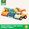 image:imageBattat  Wonder Wheels  3 Pieces Toy Truck Set  Dump Tow Cement Toy Construction Vehicles  Recyclable Materials  1 Year  YellowDump  Tow  Cement Trucks