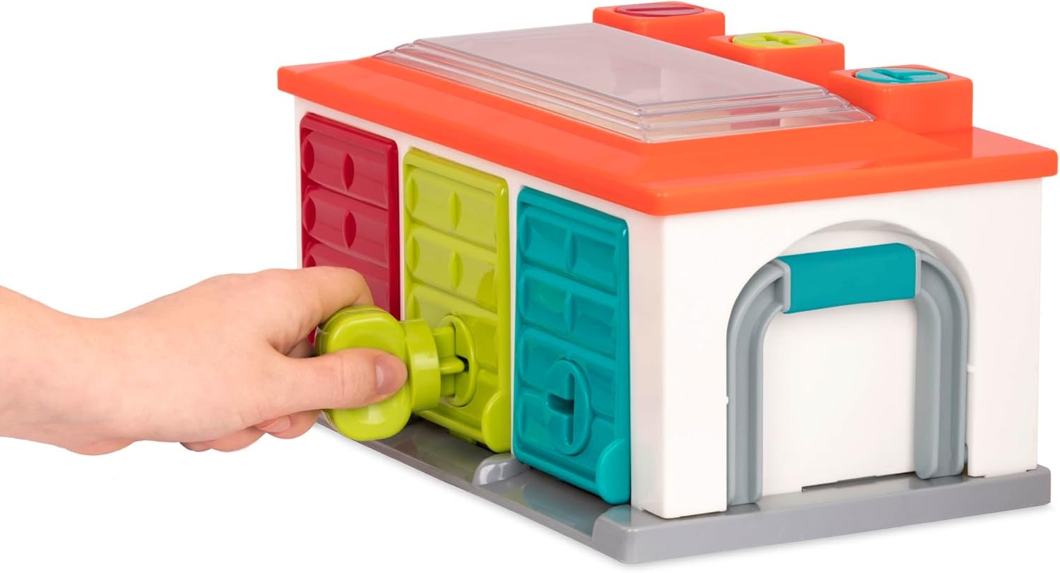 image:imageBattat  Car amp Color Sorting Playset  Cause  and  Effect Toy  Push amp Go Cars  Color  Coded Matching  2 Years  3  Car Garage Red3 Car Garage