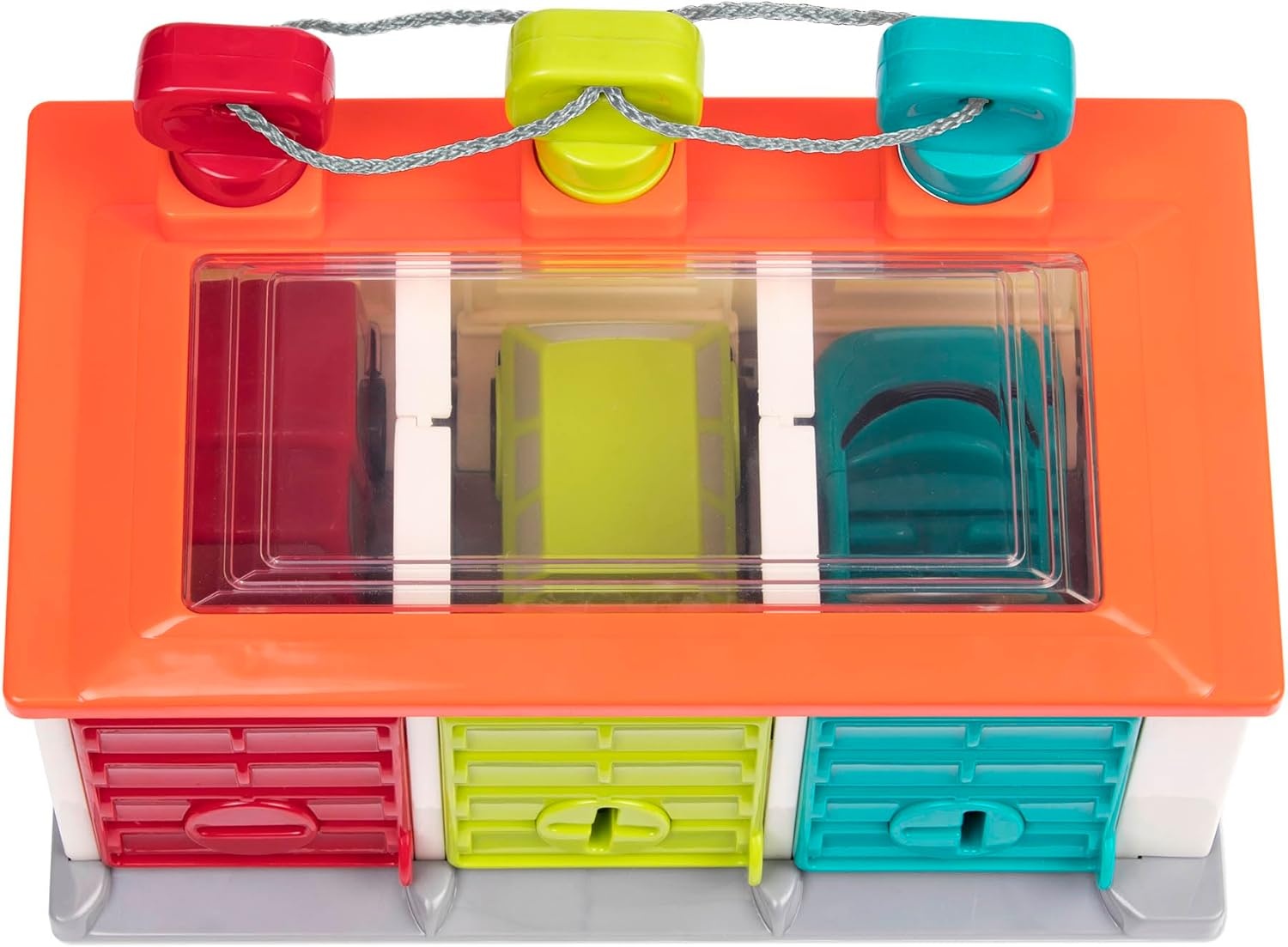 image:imageBattat  Car amp Color Sorting Playset  Cause  and  Effect Toy  Push amp Go Cars  Color  Coded Matching  2 Years  3  Car Garage Red3 Car Garage