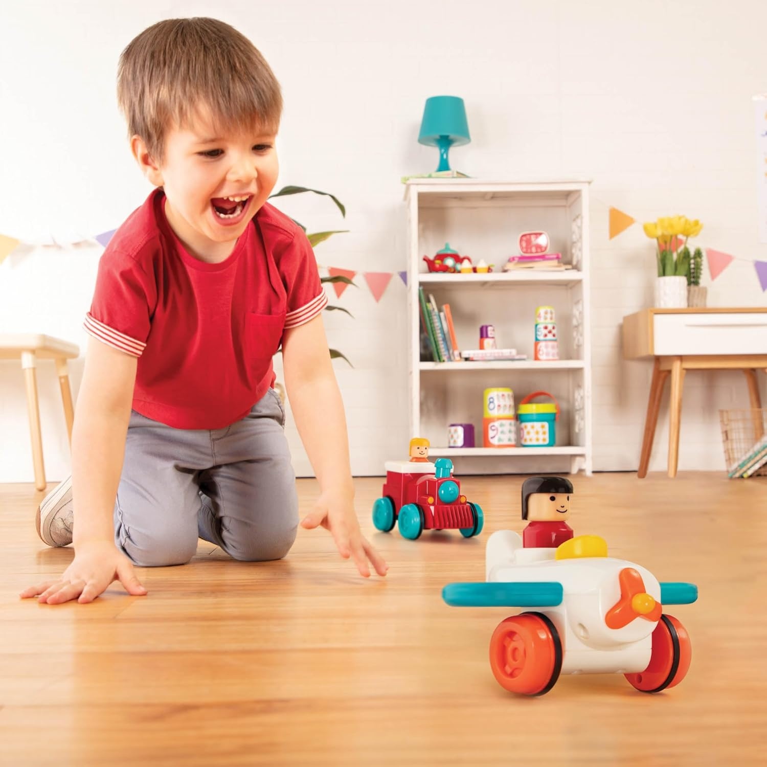 image:imageBattat  Car amp Color Sorting Playset  Cause  and  Effect Toy  Push amp Go Cars  Color  Coded Matching  2 Years  3  Car Garage RedPump  Go
