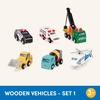 image:imageBattat  Miniature Toy Cars  6 Pieces Wooden Minis  Classic Rescue amp Construction Vehicles  Steamroller Dump Truck  3 Years Wooden Vehicles Set 2Set 3