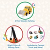 image:imageBattat  Miniature Toy Cars  6 Pieces Wooden Minis  Classic Rescue amp Construction Vehicles  Steamroller Dump Truck  3 Years Wooden Vehicles Set 2Set 1