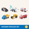 image:imageBattat  Miniature Toy Cars  6 Pieces Wooden Minis  Classic Rescue amp Construction Vehicles  Steamroller Dump Truck  3 Years Wooden Vehicles Set 2Set 2