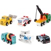 image:imageBattat  Miniature Toy Cars  6 Pieces Wooden Minis  Classic Rescue amp Construction Vehicles  Steamroller Dump Truck  3 Years Wooden Vehicles Set 2Set 1