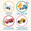 image:imageBattat  Miniature Toy Cars  6 Pieces Wooden Minis  Classic Rescue amp Construction Vehicles  Steamroller Dump Truck  3 Years Wooden Vehicles Set 2Set 2