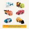 image:imageBattat  Miniature Toy Cars  6 Pieces Wooden Minis  Classic Rescue amp Construction Vehicles  Steamroller Dump Truck  3 Years Wooden Vehicles Set 2Set 3