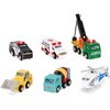 image:imageBattat  Miniature Toy Cars  6 Pieces Wooden Minis  Classic Rescue amp Construction Vehicles  Steamroller Dump Truck  3 Years Wooden Vehicles Set 2Set 1