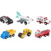 image:imageBattat  Miniature Toy Cars  6 Pieces Wooden Minis  Classic Rescue amp Construction Vehicles  Steamroller Dump Truck  3 Years Wooden Vehicles Set 2Set 2