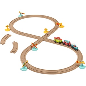 image:imageBattat  Classic Trains  6 Pieces Wooden Railroad Set  Magnetic Toy Trains  Train Engines amp Cars  3 Years Wooden Locomotives amp Freight CarsTrain set with tracks