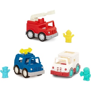 image:imageBattat  Light  Up Yellow Bus  5 Toy Figures  Realistic Sounds  Folding Stop Sign  18 Months  Light amp Sound School Bus3 Rescue Trucks