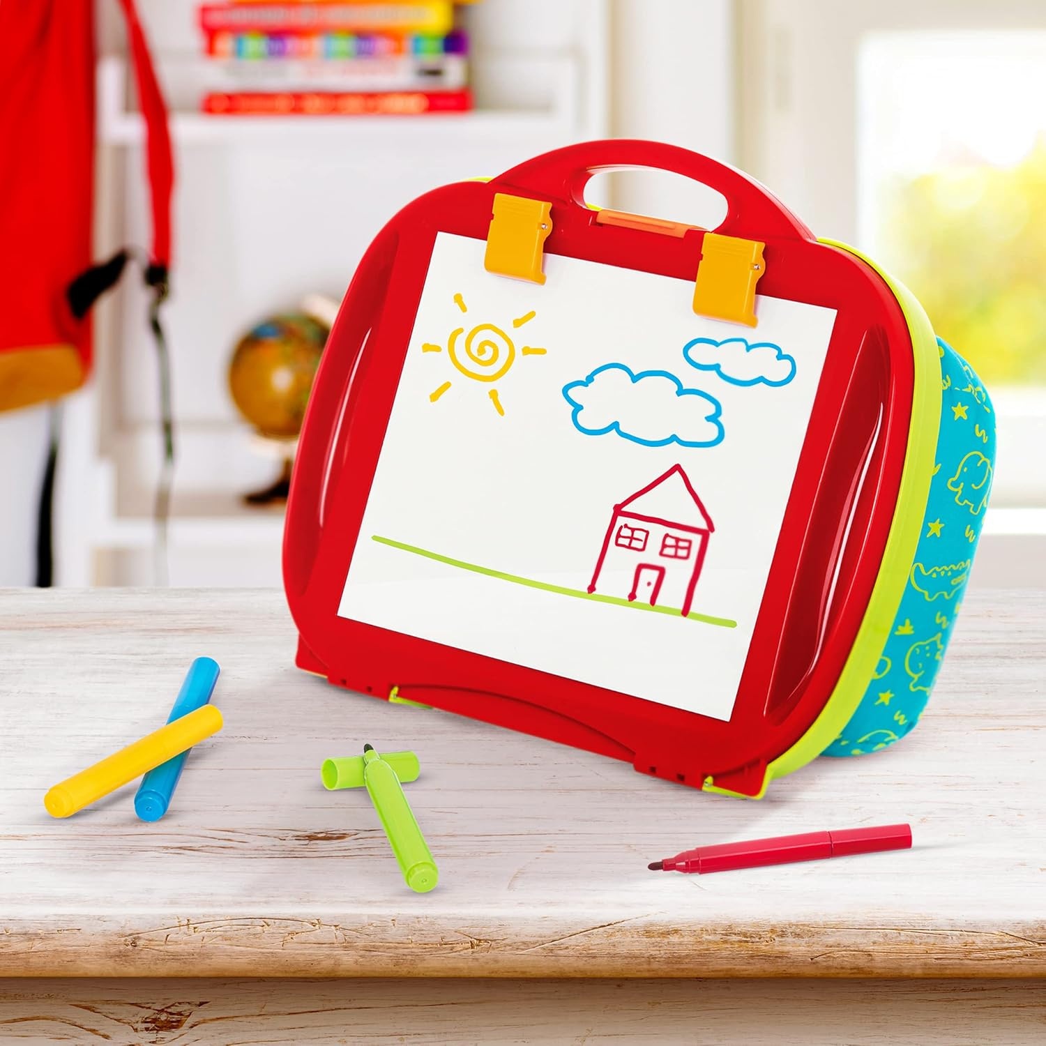image:imageBattat  Lap Drawing Board  Portable Drawing Pad for Kids  Doodle Pad  4 Color Markers  2 Years   Lap Drawing Board
