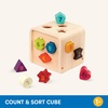 image:imageBattat  Shape Sorter for Toddlers Kids Wooden Learning Cube 10 Colorful Wood Shapes with Numbers Count amp Sort Cube 1 Year 