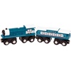 image:imageBattat  Wooden Trains  Toddler Railroad Set  Trains in Red White and Blue  Locomotives amp Passenger Cars  3 Years   Wooden Passenger Trains