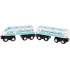 image:imageBattat  Wooden Trains  Toddler Railroad Set  Trains in Red White and Blue  Locomotives amp Passenger Cars  3 Years   Wooden Passenger Trains