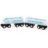 image:imageBattat  Wooden Trains  Toddler Railroad Set  Trains in Red White and Blue  Locomotives amp Passenger Cars  3 Years   Wooden Passenger Trains