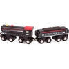 image:imageBattat  Wooden Trains  Toddler Railroad Set  Trains in Yellow Orange and Black  Magnetic Train Engines amp Cars  3 Years   Wooden Locomotives amp Freight Cars